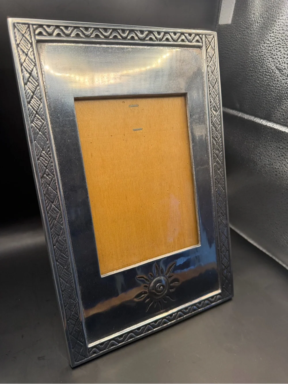 Silver Tone Sun Picture Frame 5x7 Tabletop Photo Frame Rustic Decor